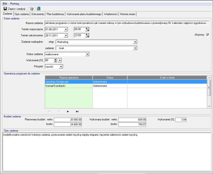 Manager Projektów - Zadanie